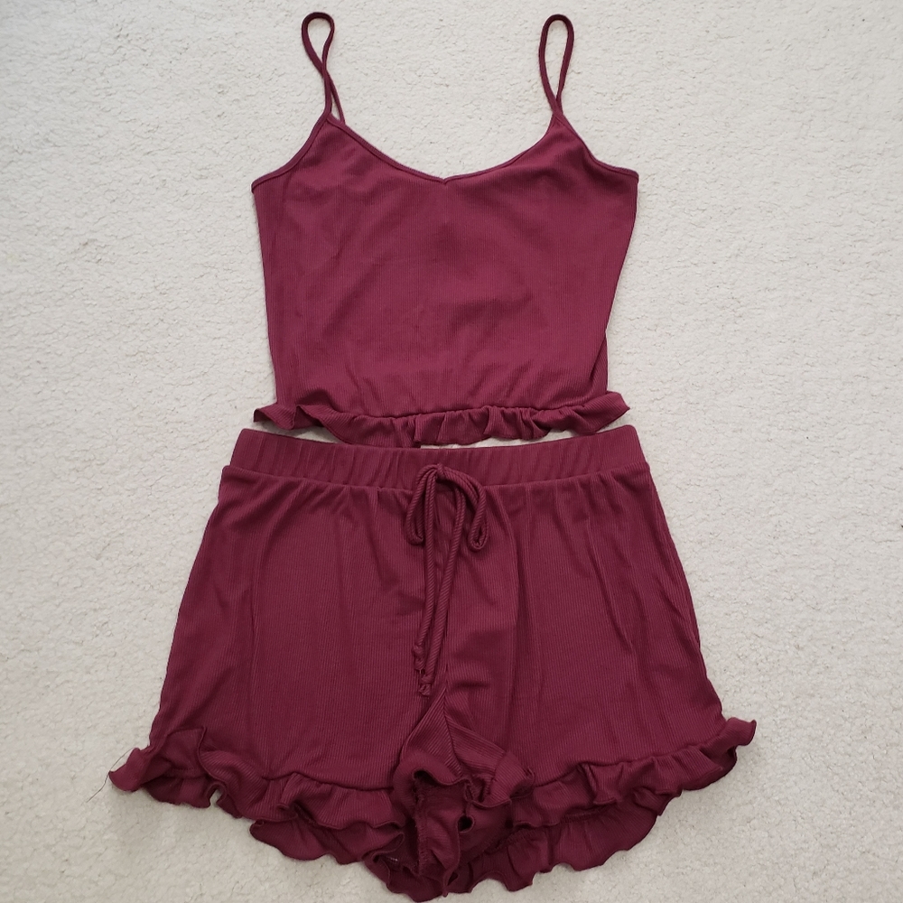 Two Piece Ribbed Shorts Set